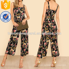 Floral Lace Up Front Top und weites Bein Hose Set Herstellung Großhandel Mode Frauen Bekleidung (TA4117SS)